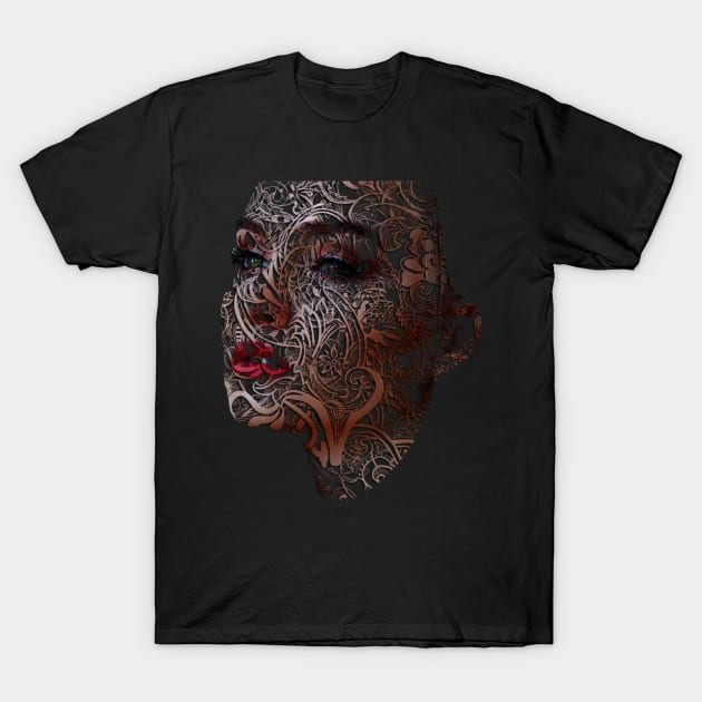 Displacement Female Face T-Shirt by shellysom91